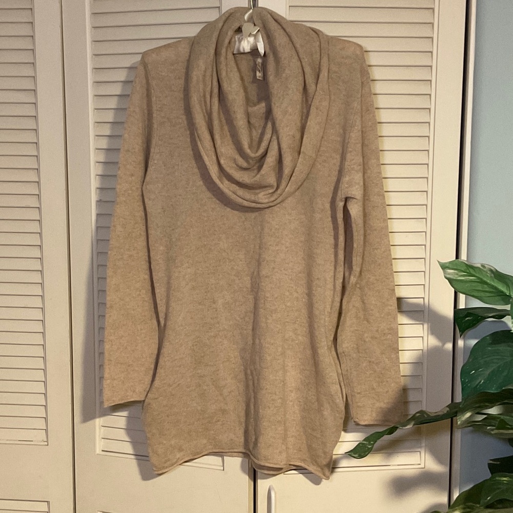 Red Envelope Cashmere Cozy Beige Cowl Neck Sweater